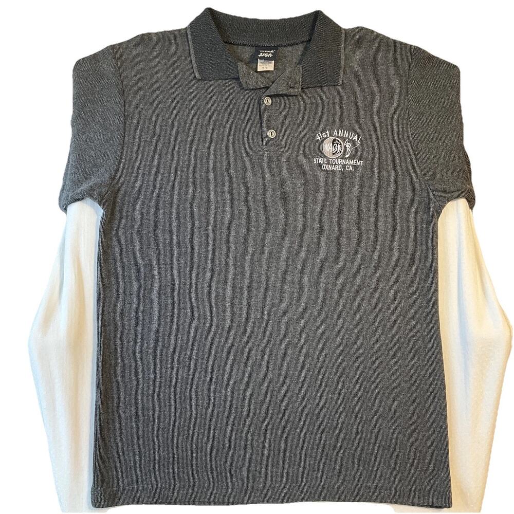 VINTAGE Touch USA Men Polo M Gray 41st Annual MGA State Tournament Oxnard CA